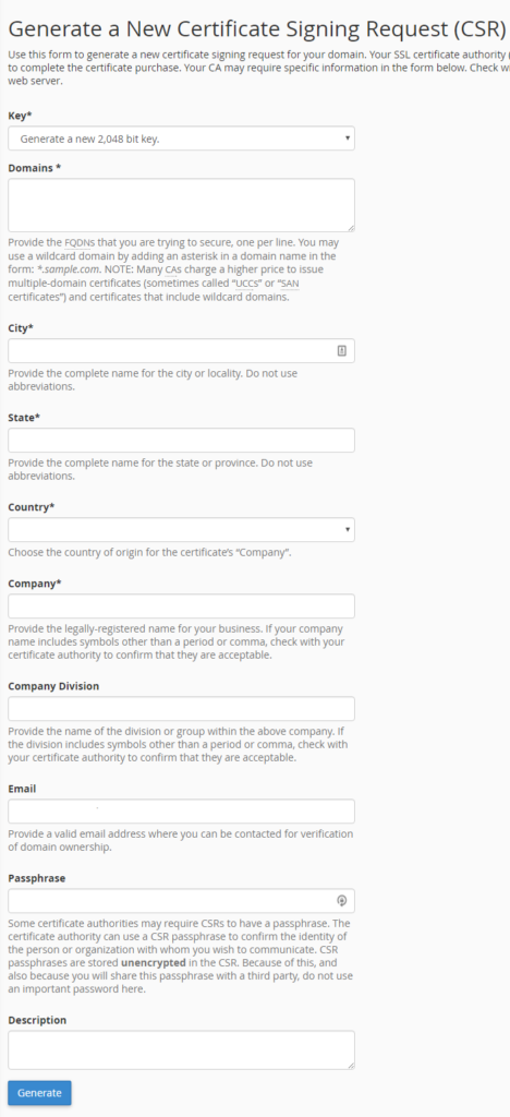 How to generate CSR