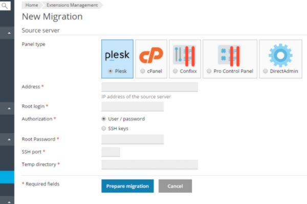 cPanel to plesk migration